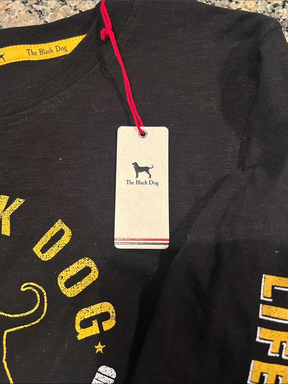 The Black Dog Black & Yellow Hockey Graphic Long Sleeve Tee- Boston Hockey - Picture 2 of 6